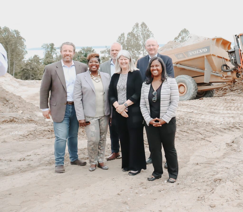 Standing from left to right: Mr. Peter Chavkin, Managing Partner at Biddle Real Estate Venues, Supervisor Andrea Bailey, Potomac District, Board of Supervisor Chair, Ann Wheeler, Supervisor Margaret Franklin, Woodbridge Supervisor, Rich Dalton, VRE, and DJ Stadtler, VPRA. It was an exciting day here at the groundbreaking ceremony.