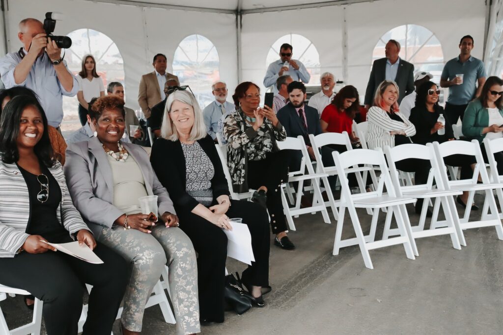 Members of the Prince William County Board of Supervisors and guest attending the Potomac Shores VRE Garage groundbreaking ceremony.