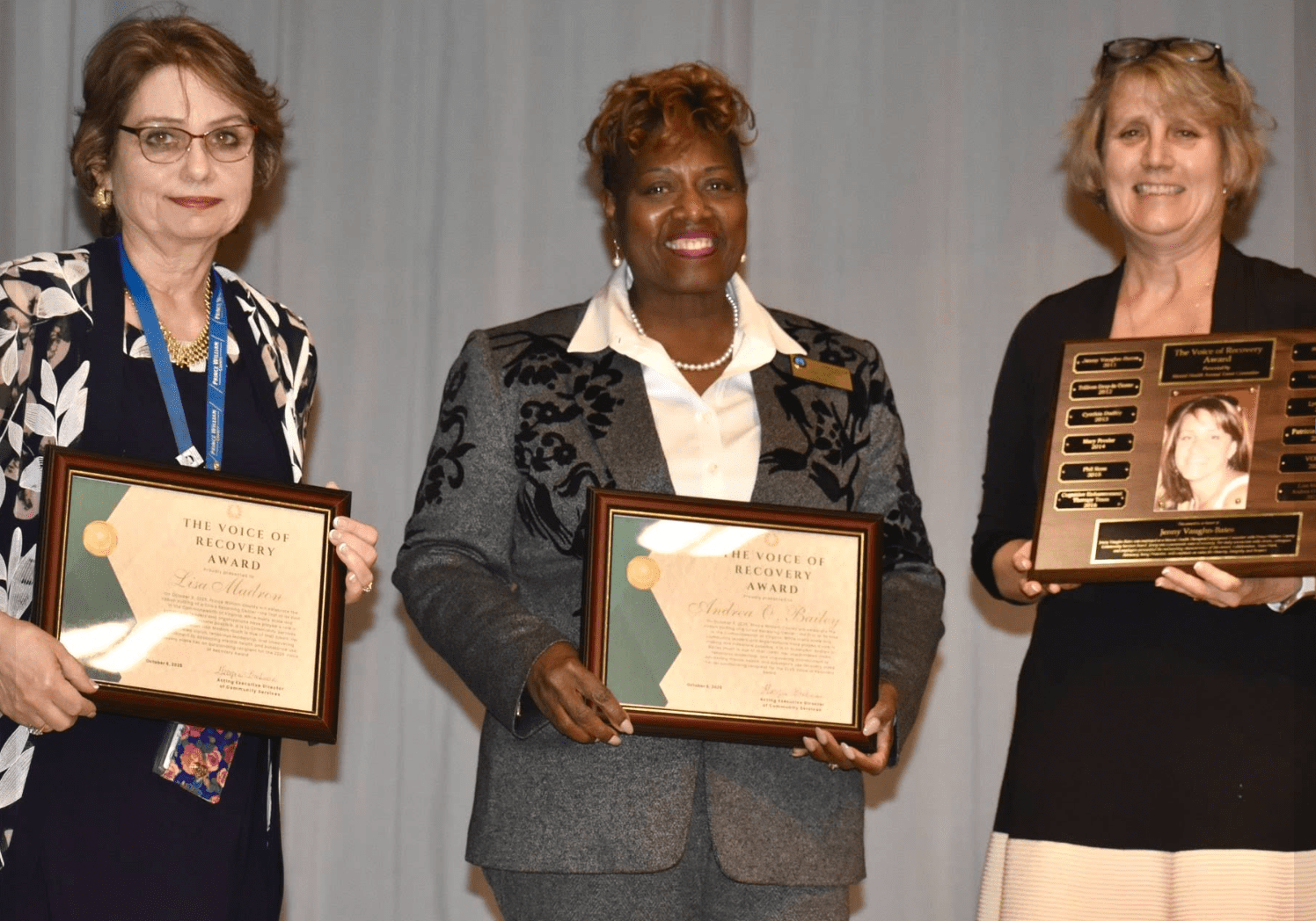 Vice Chair Andrea Bailey attended the 17th Annual Mental Health Awareness event hosted by Prince William Community Services. Vice Chair Bailey was honored to receive the “Voice of Recovery” Award alongside Lisa Madron, recognizing their dedication and commitment to mental health care and championing the Crisis Receiving Center (CRC). A wonderful event celebrating wellness, awareness, and community.